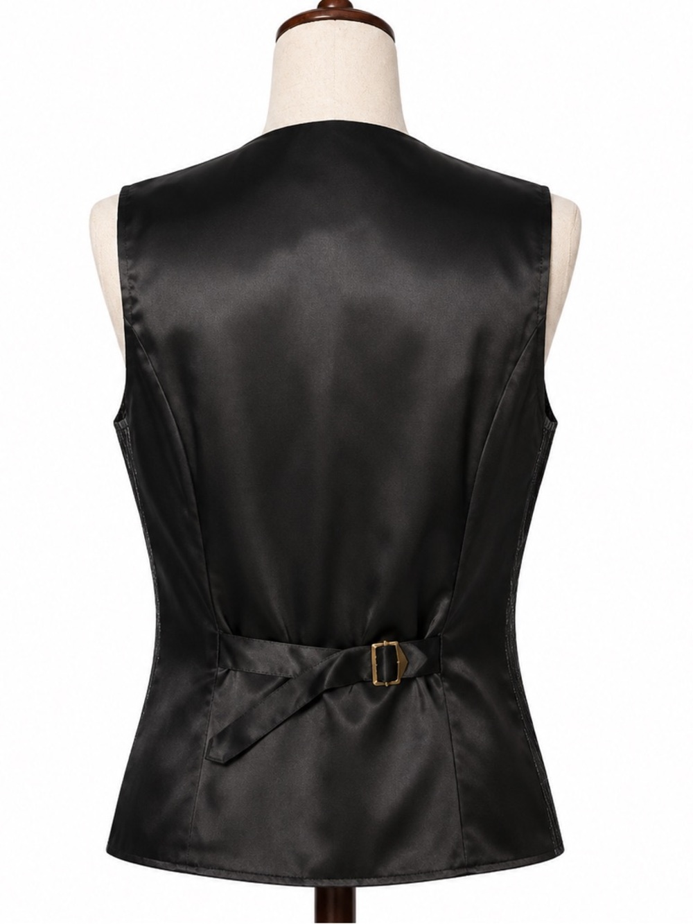Vintage grey waistcoat/vest with black velvet accents. 10 - Picture 2 of 4